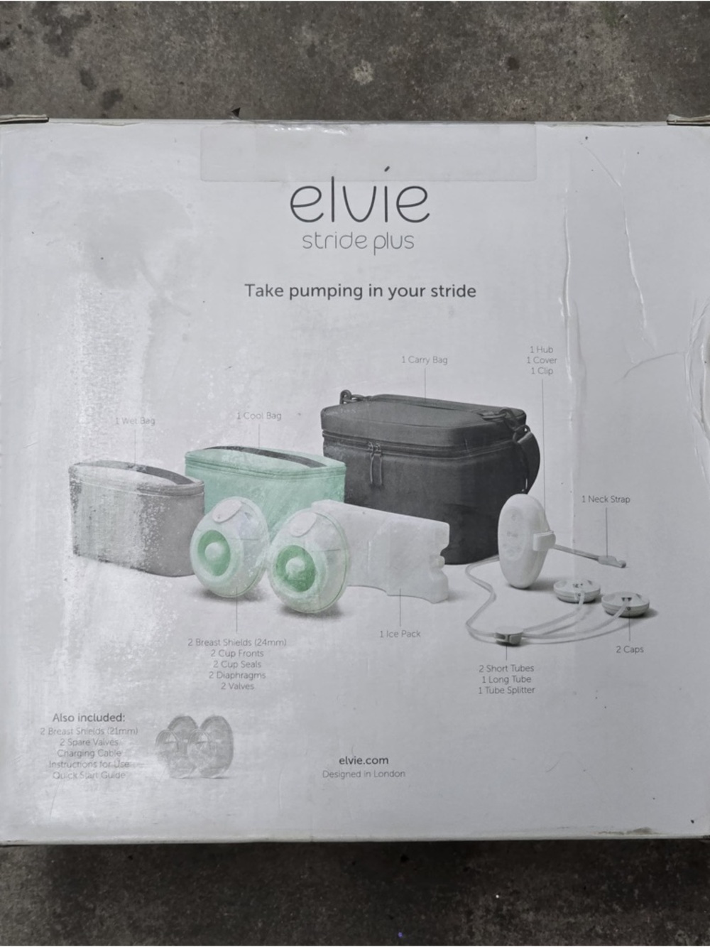 Elvie Stride Plus Electric Breast Pump - White/Grey - NEW/SEALED